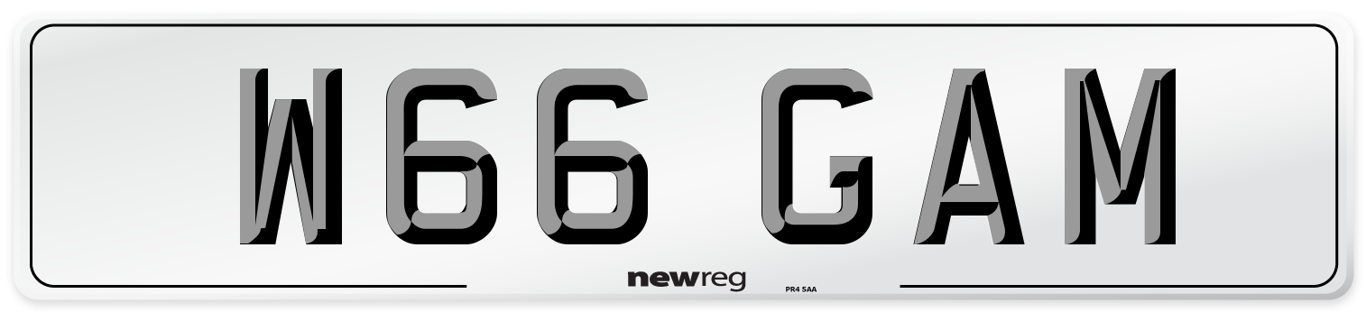 W66 GAM Number Plate from New Reg